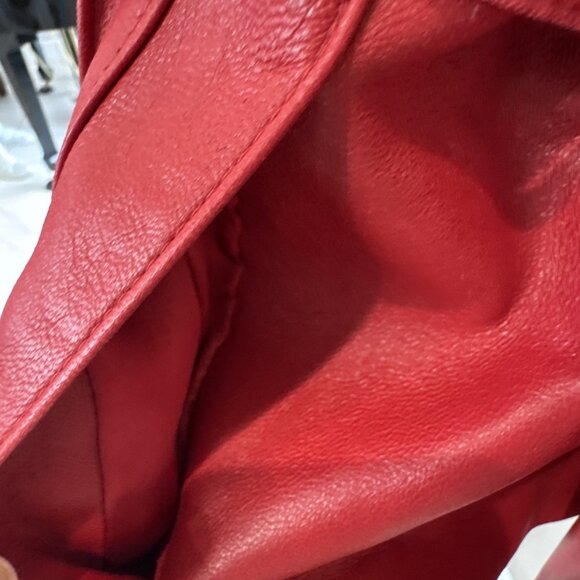 LNR Womens Red Leather Jacket With Zipper Front & High Collar XL - Picture 6 of 14